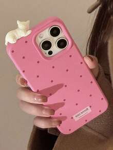 JS3O GUCADI 1pc Mocha Brown White Label Wave 3D Cute Cat Soft Phone Case For IPhone 16 15 14 13 12 Series Premium Texture Anti Drop Waterproof Shockproof Scratch Resistant - Nhiều màu - Xem 5