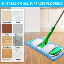 1 Set Flat Mop Replacement Mop Pads, Detachable Mop Head, Fine Fiber Mop Cloth For Wet & Dry Use - Multicolor - View 7