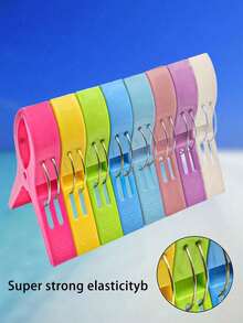 Plastic Beach Towel Clips, Clothesline Clips, Windproof Clothesline Clips, Large Cute Windproof Clothesline Clips, Plastic Blanket Clips. Use These Bright And Durable Beach Towel Clips To Secure Your Beach Towels! Windproof Seamless Bedsheet And Sock Clips Suitable For Home And Travel Use. - Multicolor - View 3