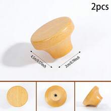 2pcs Black Walnut Wood Single Hole Trumpet Shaped Drawer Pulls, Round Head Wooden Cabinet/Wardrobe/Kids Room Door Handles With Screws - Black Walnut, Beech Wood - View 7