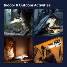 Outdoor Flashlight With Charging, Portable Ultra Bright Solar Flashlight,  8-In-1 High Lumen Light, Solar & Portable Lamp, Emergency Power Bank For Phone, Camping,, Power Outages, Long-Lasting Battery,Flashlight Super Bright Rechargeable, Built-In 2400mAh Lithium Battery With Hidden Hook, Perfect Gift For Christmas, Thanksgiving, Christmas Decor (Handheld Torch) - 白色 - 查看 9