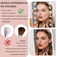 HLJ  Juego de 5 brochas de maquillaje mini juego de brochas de cosméticos con espejo LED carga USB espejo giratorio de 360 ​​grados espejo de maquillaje de viaje Mediano unidad 586 - Rosado - Ver 6