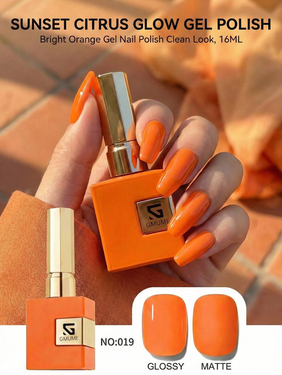 Sơn móng tay dạng gel màu cam tươi sáng 16ml, màu cam chanh rực rỡ, màu bí ngô cho mùa hè, đi biển, Halloween, thu. Sơn gel UV LED dễ tẩy, cần có lớp sơn lót và lớp sơn phủ. Màu sơn phù hợp với màu móng tay.