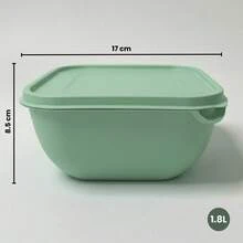 Set Of 12 Square Plastic Containers In Various Colors – Kitchen Organizer With Lids (5*500 Ml, 5*1 L, 2*1.8 L) - Mint Green - View 5