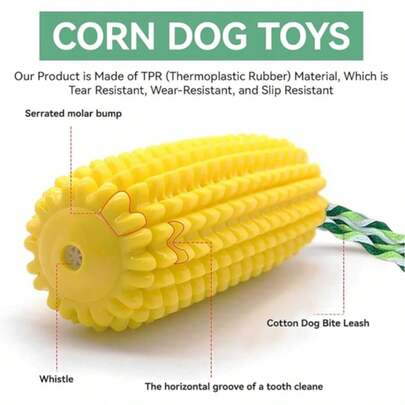 1pc RQYUNMXI 16 CM Corn Dog Toy, Durable Toys For Aggressive Chewers, Rubber Dog Squeaky Toys, Puppy Teething, Puppy Toy To Keep Them Busy For Small Medium And Large