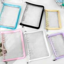 A5/A6 Multi-Color Zipper Binder, Refillable Pages, Suitable For School, Office, Planner, Travel Photo Album, Note-Taking, Creative Writing, DIY Scrapbook, Memo Pad, Travel Journal, Cash/Check Holder School Supplies - Multicolor - View 9