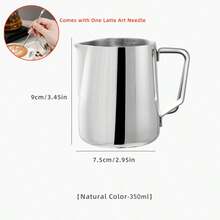 黑色/白色/原装 304 不锈钢拉花奶缸，带刻度，奶泡壶/奶缸，配拉花笔，咖啡师卡布奇诺拉花奶缸，意式咖啡吧配件工具，12 盎司 (350 毫升) / 20 盎司 (600 毫升)