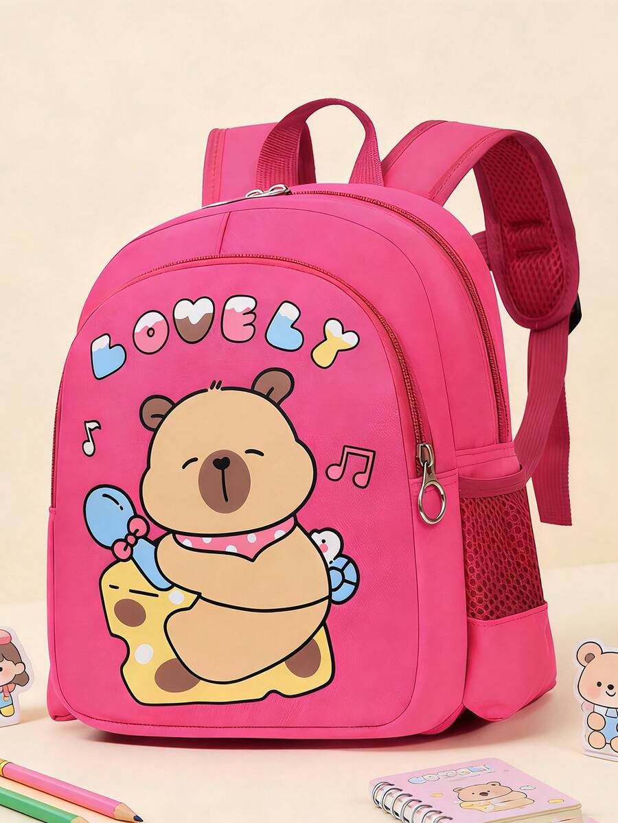 1pc Cute Capybara Backpack - Cartoon Animal Print, Casual Style, Back To School Backpack, With Zipper Closure And Adjustable Shoulder Straps, Suitable For Campus And Travel - Multicolor - View 1
