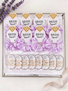 1 Set Satin Hair Scrunchies & Faux Pearl Hair Clips, Gold Foil Hair Clips, Bridal Party Crystal Hair Scrunchies, Damage-Free Hair Accessories Suitable For Weddings, Engagements, Bachelorette Parties, School Supplies, Gifts - Multicolor - View 18