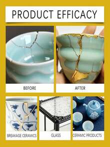 Jakehoe Ceramic Glass Repair Art Kit, Thousand-Year-Old Cultural Aesthetic Technique, Gold Adhesive Deeply Bonds Cracked Ceramic & Glass, Transforms Damaged Items Into Art, Repair And Beautify Design - Multicolor - View 9