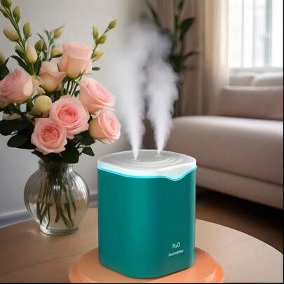 1pc 2000ML Large Capacity Dual Mist Humidifier With Aroma Diffuser, 7-Color LED Mood Light, Dual Nozzle Long Lasting, Auto Shut Off, Suitable For Office, Living Room, Bedroom, Plant Humidifying And Home Decor