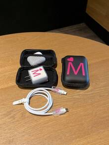 5pcs Charger & Cable Organizer Set (1pc Black Cable Organizer Bag, 1pc Charger Protector Case, 2pcs Cable Savers, 1pc White Cable Tie) With UV Printed Pink Heart & 26 Letters Pattern, Suitable Compatible With Apple 20W Fast Charger - Multicolor - View 9