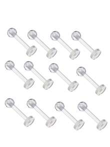 10-50个透明亚克力唇环，简约设计，软杆，6/8/10/12毫米，无涂层，无装饰，男士穿刺饰品，耳软骨、耳垂、耳廓固定耳环，赠送小型饰品收纳盒 - 唇釘 - 查看 7