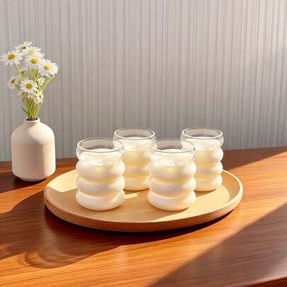 1-2-4个装，350毫升和500毫升螺旋玻璃杯，高硼硅玻璃水杯、冰咖啡杯、奶茶杯、果汁杯、茶杯、毛毛虫杯。适用于抹茶、茶、牛奶、冰饮、果汁。适合返校季、冬季、夏季、情人节和生日礼物。