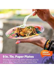 31件套城堡公主一次性餐具套装，包括10个餐盘、10个甜点盘、10个纸杯和1张桌布。这款一次性派对餐具套装适用于露营、野餐、后院烧烤、派对郊游、婚礼和生日派对等场合。 - 彩色 - 查看 4