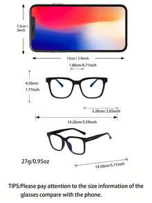 1副/2副复古方形大框超轻男女通用透明镜片眼镜，适合户外活动和摄影 - 無色 - 查看 2