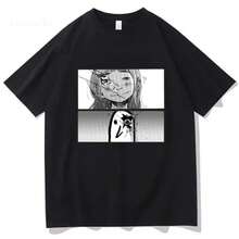 Camiseta de Juego de Chica de Anime Japonés para Hombre, Camiseta Oversize, Camiseta Casual de Algodón para el Día a Día, Camiseta de Cuatro Estaciones, Ropa de Mujer, Top Transpirable - Negro - Ver 10