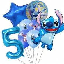 8入 Lilo & Stitch 數位氣球套組，純藍色調清新舒暢，適合生日派對與主題聚會 - 彩色 - 查看 11
