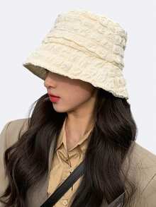 1pc Korean Style Faux Fur Bucket Hat, Women - Fluffy & Warm, With Ear Protection Design, Perfect For Keeping Warm In Autumn/Winter