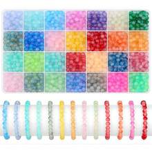 1250pcs/100pcs 6mm Glass Beads Bracelet Making Kit, Includes 28 Colors Crystal Glass Beads, Alloy Pendants, Beading Thread, Suitable For DIY Bracelets, Necklaces, Earrings, Crafts, Great For Beginners (Random Colors)