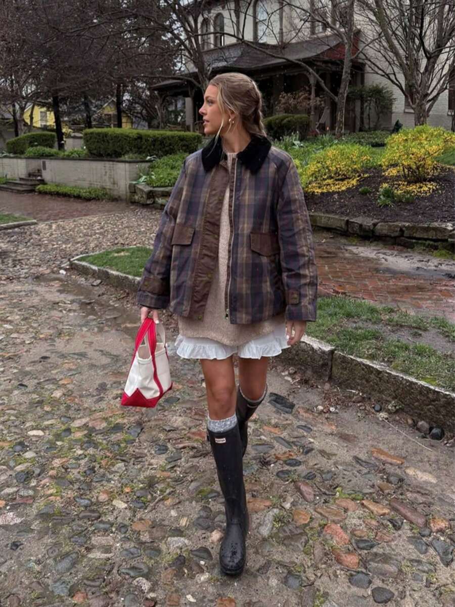 Women's Retro Plaid Loose Casual Jacket With Pockets, New 2025 Autumn/Winter Collection - Royal Blue - View 1