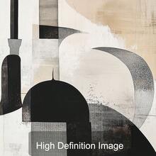 1幅装裱/未装裱黑色米色抽象伊斯兰清真寺帆布海报，穆斯林清真寺建筑墙面艺术印刷品，斋月装饰宗教画，适用于公寓、客厅、卧室、现代家居装饰 - 彩色 - 查看 5