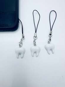 1个/3个趣味白色牙齿手机挂件 - 彩色 - 查看 5