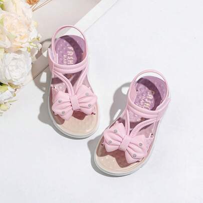 New Cute Floral Bow Kids Sandals, Non-Slip Fashion Versatile Daily Wear Shoes