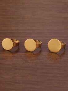 5Pcs/Lot 18K Gold Plated Stainless Steel Adjustable Open Ring Bezel Settings Blank Round Rings Base Fit 8/10/12/14/15/16mm Glass Cabochons Base Tray For DIY Jewelry Making Supplies - DIY Ring - View 7