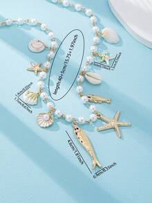 1 chiếc vòng cổ san hô đỏ mùa hè, vòng cổ hạt cườm phong cách Bohemian với mặt dây chuyền vỏ sò và sao biển, vòng cổ phong cách biển quyến rũ dành cho phụ nữ, thích hợp cho kỳ nghỉ, du lịch, tiệc tùng. - Nhiều màu - Xem 3