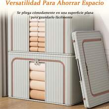 2PCS Organizadoras de Ropa, Bolsas Plegables de Almacenamiento de Ropa,Caja Almacenaje de Gran Capacidad,Con Ventanas Transparentes y Asas Duraderas,Para Edredones y Almohada (60 * 40 * 42CM) - Gris Claro - Ver 6