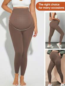 Maternity Leggings, High Waist Design, Buttery Soft, Suitable For Sports, Yoga And Various Occasions Spring - Coffee Brown - View 5