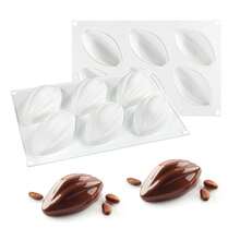 1pc 6-Cavity Mango Mousse Cake Silicone Mold, Ice Cream, Ice Cube, Fruit Baking Mold, Durable And Flexible Cake Mold For Home Party Desserts, DIY Baking Kitchen Tool And Accessory - White - View 8