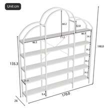 170 X 26 X 190 Cm. Minimalist Shelving Unit Made Of Tubular Steel MDF, Offering Five Storage Levels. Its Unique, Cloud-Like Shape Makes Assembly And Cleaning Easy. - White - View 5
