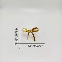 6pcs/10pcs Unique Asymmetric Bow Napkin Rings, Hotel Tabletop Napkin Holders - Gold - View 2