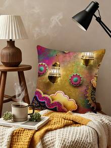 2个开斋节快乐枕套，开斋节装饰枕套，适用于家居、房间、卧室、客厅、派对、节日装饰（不含枕芯） - 彩色 - 查看 3