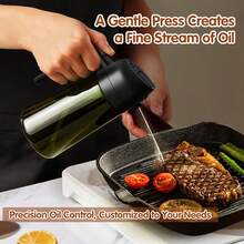 16oz/470ml Light-Blocking Dark Oil Sprayer For Cooking, 2 In 1 Olive Oil Dispenser Bottle For Kitchen, Premium Dark Green Glass Oil Bottle, Oil Mister For Air Fryer, BBQ (Black) - 黑色 - 查看 4