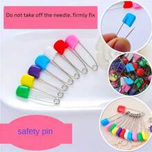 25/50pcs Colorful Plastic Head Safety Pins, 2.1 Inch Stainless Steel Lock Design, Multi-Size Durable Safety Pins, Suitable For Diapers, Bibs, Sewing, Quilting, Crafts, Fabric Positioning And Daily Home Or Office Use - Random Mixed Colors - A-Colorful - View 5