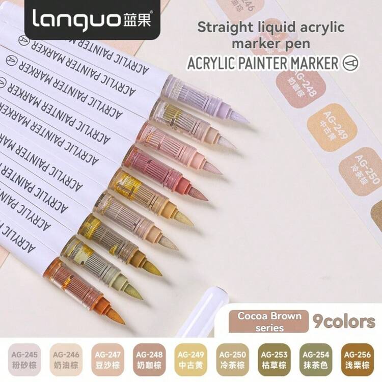 Languo Direct Liquid Acrylic Marker Pens, Soft Tip High Capacity Strong Coverage Waterproof Painting Pens, 96/192/240/288 Colors Cloth Bag & 207 Colors Gift Box & 9 Colors (23 Color Schemes Available), Student DIY Graffiti Painting Books, Suitable For Rock Painting, Calligraphy, Scrapbooking, Handwriting, Card Making - Multicolor - View 14
