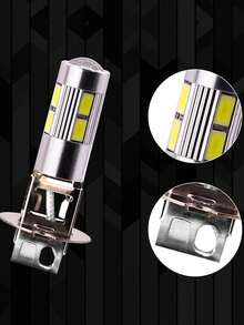 2pcs 5630 SMD 10 LED H1 H3 6000K Car Fog Light Driving Light Bulb, DC 12V Front Headlight Bulb, White Interior Turn Signal Light