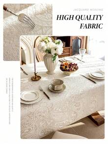 1 chiếc khăn trải bàn chống thấm nước, chất liệu jacquard ánh ngọc trai, họa tiết jacquard, nhiều kích cỡ, phù hợp cho phòng khách, phòng ăn, trang trí nhà cửa và phòng ngủ, lý tưởng cho các bữa tiệc ngày lễ hoặc trang trí bàn ăn. - trắng - Xem 6