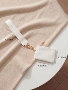 Dual Pouch Wristlet Wallet Fashion Keychain Wristlet Bag Cards For Women Men, Cash & Coins, Detachable Keychain & Card Holder, Stylish & Portable For Everyday & Sports Use Travel Wallet Coin Wallet Christmas Gifts, Holiday Gifts - bạch kim - Xem 4