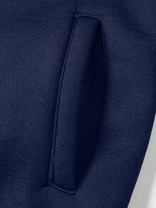 Men's Solid Color Long Sleeve Zip-Up Collar Thermal Lined Casual Hoodie Jacket, Autumn/Winter - Royal Blue - View 5