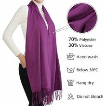 Winter Scarf For Women Pashmina Shawls And Wraps For Evening Dresses Wedding Party Bridesmaid Warm Long Scarves Shawl - Màu tím - Xem 2