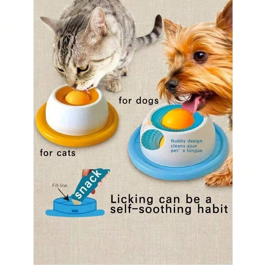 Tapete de Lambida para Animais de Estimação, Prato de Lambida de Iogurte, Alimentador Lento para Cães e Gatos - Tigela de Lanche Interativa com Design Azul e Branco, Promove Saúde Bucal e Estimulação Mental, Material de Plástico Durável, Tapete de Lambida para Animais de Estimação, Hora do Lanche para Animais de Estimação, Design Divertido para Animais de Estimação, Superfície Suave - 500ml - Visão 1