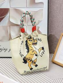 1个2026小马针织包，女士卡通风格手提包，可爱托特包，多功能水桶包 - 彩色 - 查看 10