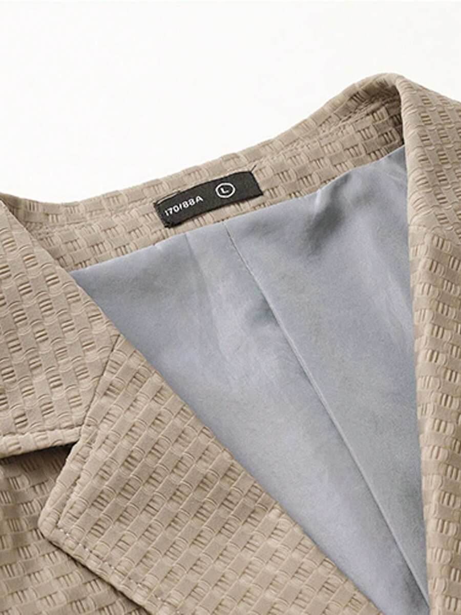 Tucano Men's Checkered Textured Business Jacket, Featuring A Recessed Lapel And Double Button Closure, Slim Fit Design, Suitable For Office Meetings And Exquisite Gatherings, Enhancing The Essential Items Of Elegant Business Casual Wear - Beige - View 1