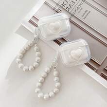 MPATIBY Laser-Engraved Heart Design Transparent Case Compatible With Apple 4 Bluetooth Earbuds Pro 2nd Generation Earbud Case - White - View 5