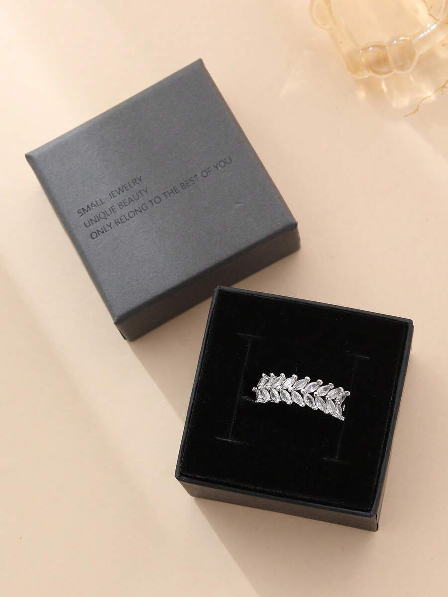 1pc Fashionable Minimalist Bohemian Style Cubic Zirconia Women's Ring Gift Box Set, Silver-Plated Adjustable Ring, Wedding/Engagement Ring, Valentine's Day, Birthday, Holiday Gift - Horse Eye - View 1