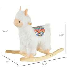 Llama Sheep Style Rocking Horse, Kids Ride-On Toy With Handle Grip & Saddle, Traditional & Fun Toddler Gift, 18-36 Months, White - White - View 6